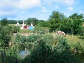 Tipidorf, Pferde und Teich