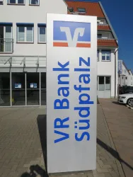 Hinweisschild VR-Bank eG, Filliale Bellheim