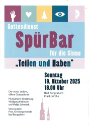 Plakat Gottesdienst SpürBar für die Sinne (© Prot. Kirchengemeinde Bad Bergzabern)