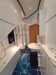 Badezimmer mit Blick zur Dusche