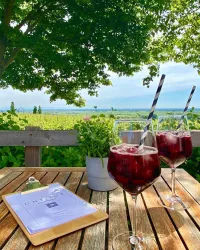Terrasse mit Longdrink (© Weinland Königsbach-Neustadt GmbH)