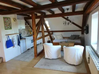 Wohnzimmer mit Küchenzeile (© Christoph Letzel)