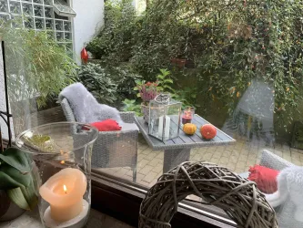 Blick auf Sitzgruppe außen (© Familie Schwab)