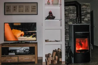 Kaminofen im Wohnzimmer_Wohnung Sonnenschein