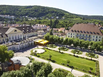 Luftbild Hotel und Aussengelände (© Kurpark-Hotel Bad Dürkheim, GHI GmbH)