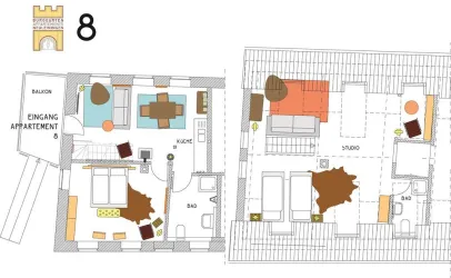 Appartement Nr. 8 Grundriss (© Burggarten Appartements)