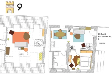 Appartement Nr. 9 Grundriss (© Burggarten Appartements)
