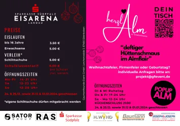 Eisbahn und Pop-Up Restaurant die „herzlAlm“