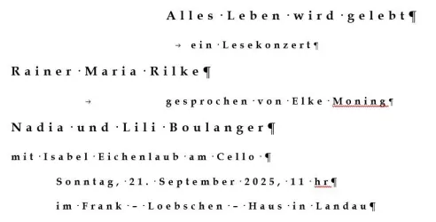 ein Lesekonzert - Rilke