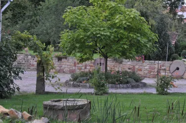 Hof_mit_Baumkreisel (© Ferienwohnungen Schlossmühle, Familie Heumülle)