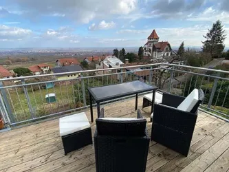 Ferienwohnung Fernblick Pfalz Balkon mit Ausblick