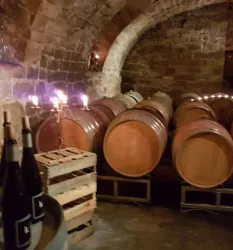 Fasskeller mit Leuchter (© Weingut Kohl)