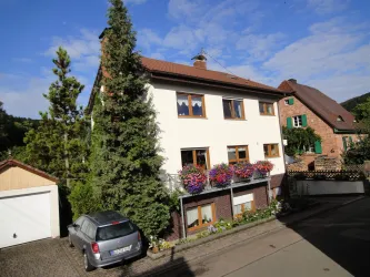 Strassenseite unser Haus mit Parkplatz (© Eig.Foto)