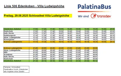 Fahrplan Schlossfest 2025