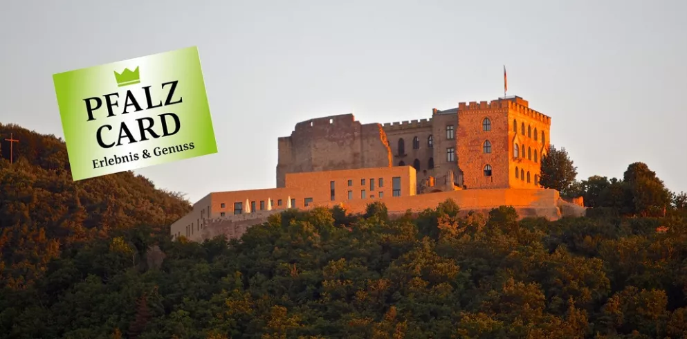 Hambacher Schloss mit Pfalzcard-Logo