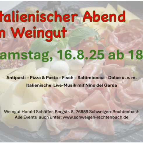 Anzeige ItalienischerAbend im Weingut Anzeige ItalienischerAbend im Weingut
