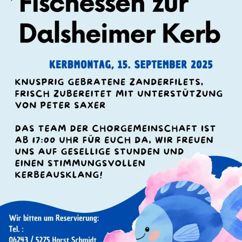 Plakat Fischessen Dalsheimer Kerb (© Chorgemeinschaft Flörsheim-Dalsheim)