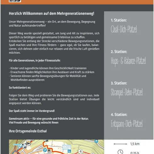 Begrüßungstafel Mehrgenerationweg Esthal